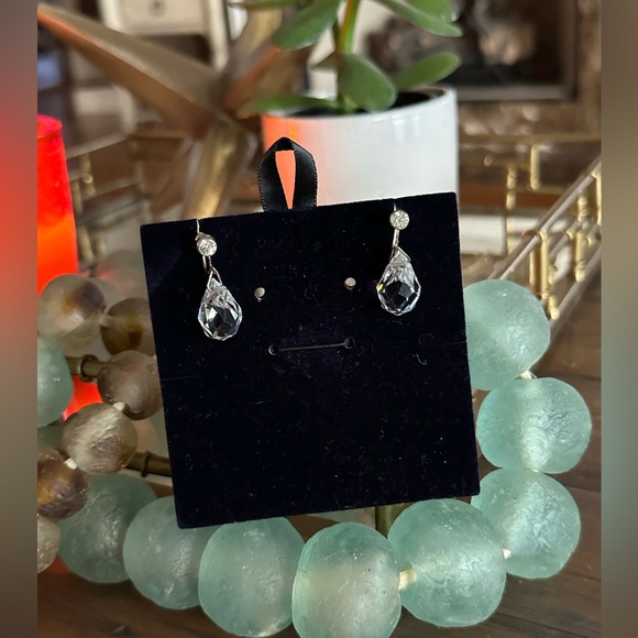 Art Deco Leaded Glass Crystal Teardrop Earrings - Picture 3 of 8